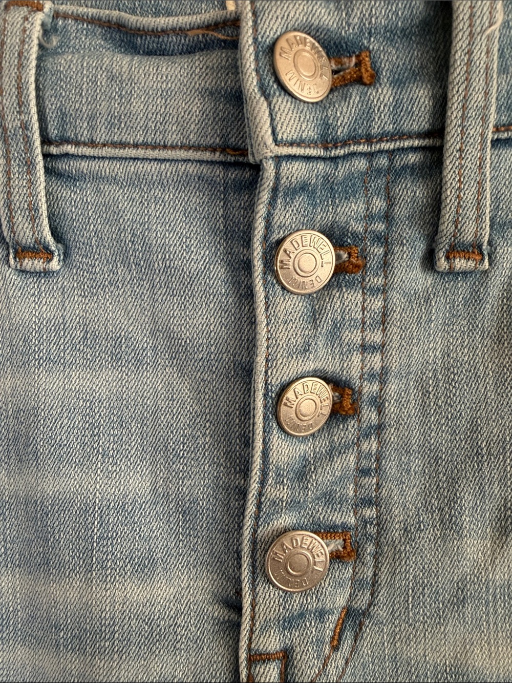 Madewell 9” High-Rise Skinny Jeans Button Fly Distressed Light Wash Size 27 - Picture 7 of 8